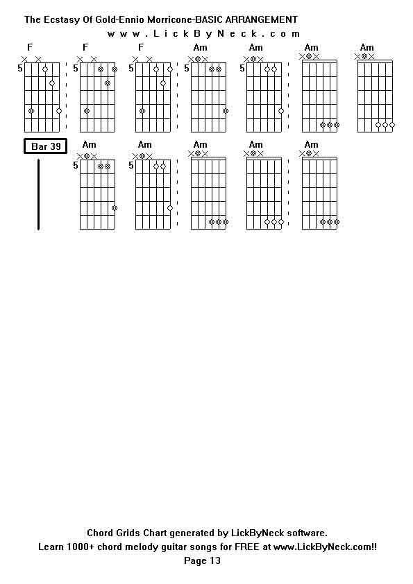 Chord Grids Chart of chord melody fingerstyle guitar song-The Ecstasy Of Gold-Ennio Morricone-BASIC ARRANGEMENT,generated by LickByNeck software.